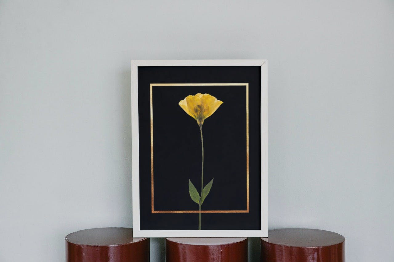 Minimalist Yellow Floral Wall Art