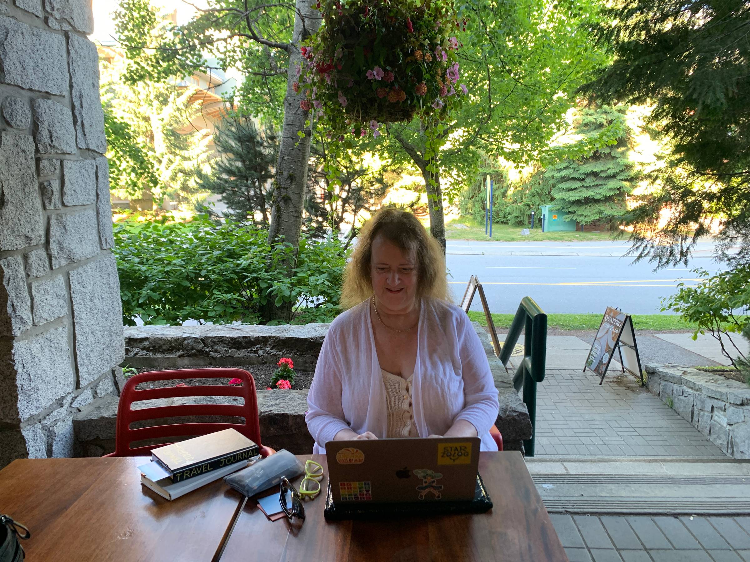 Alison writing in Whistler