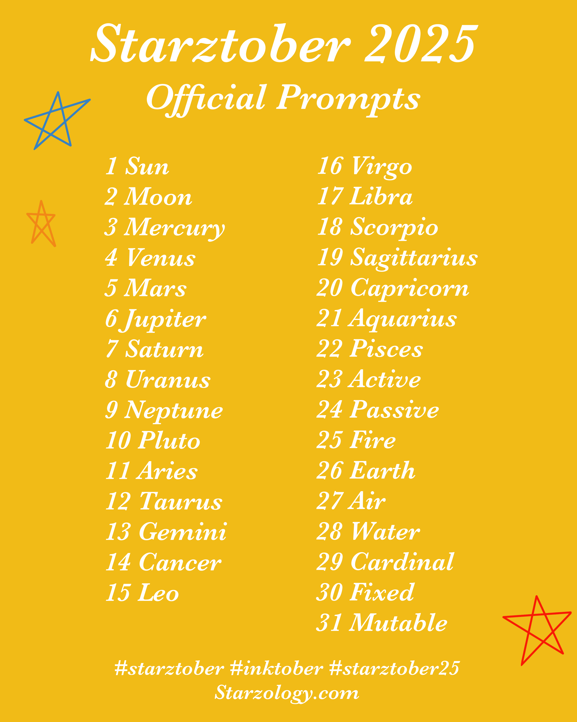 Starztober 2025 art prompts
