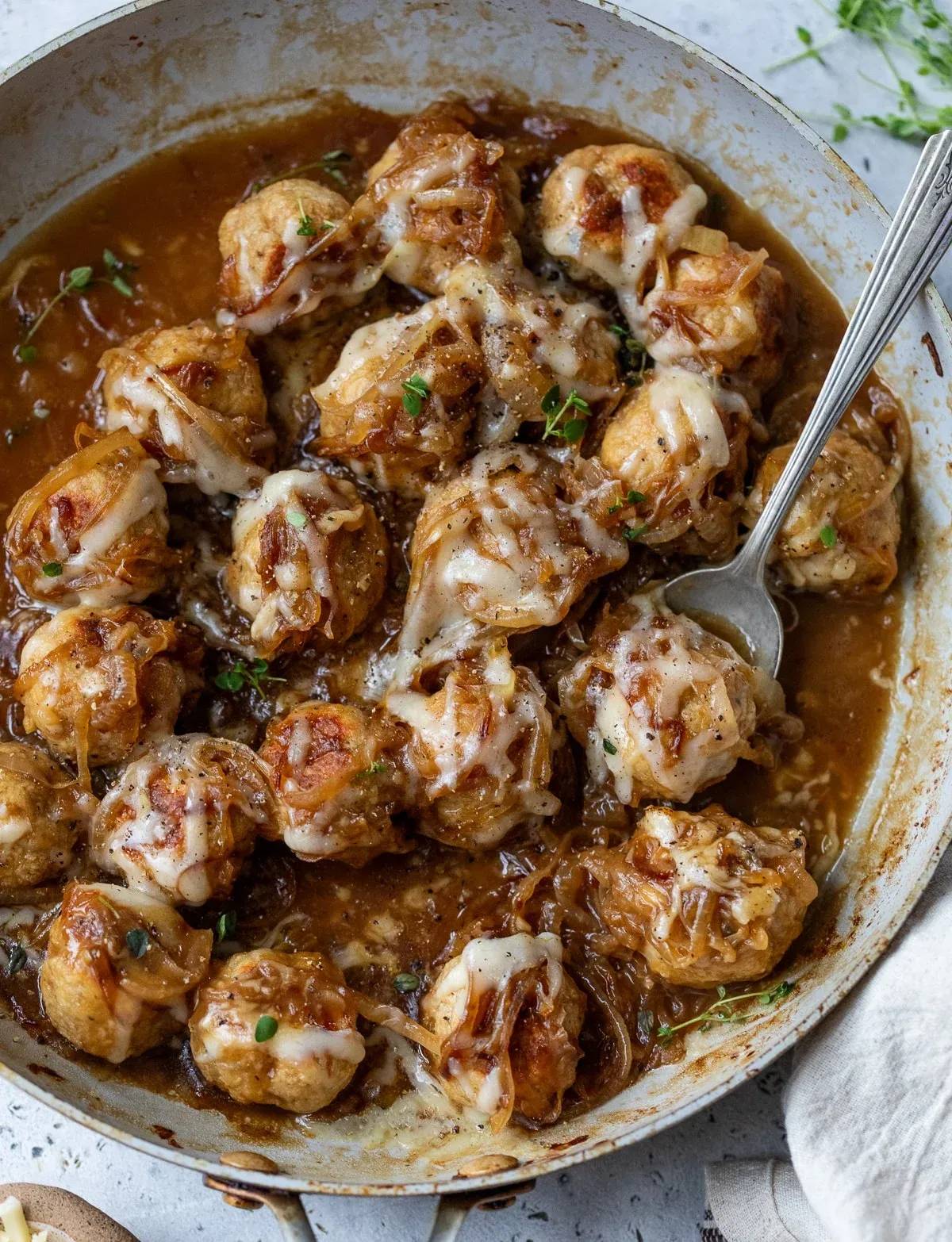 French Onion Chicken Meatballs