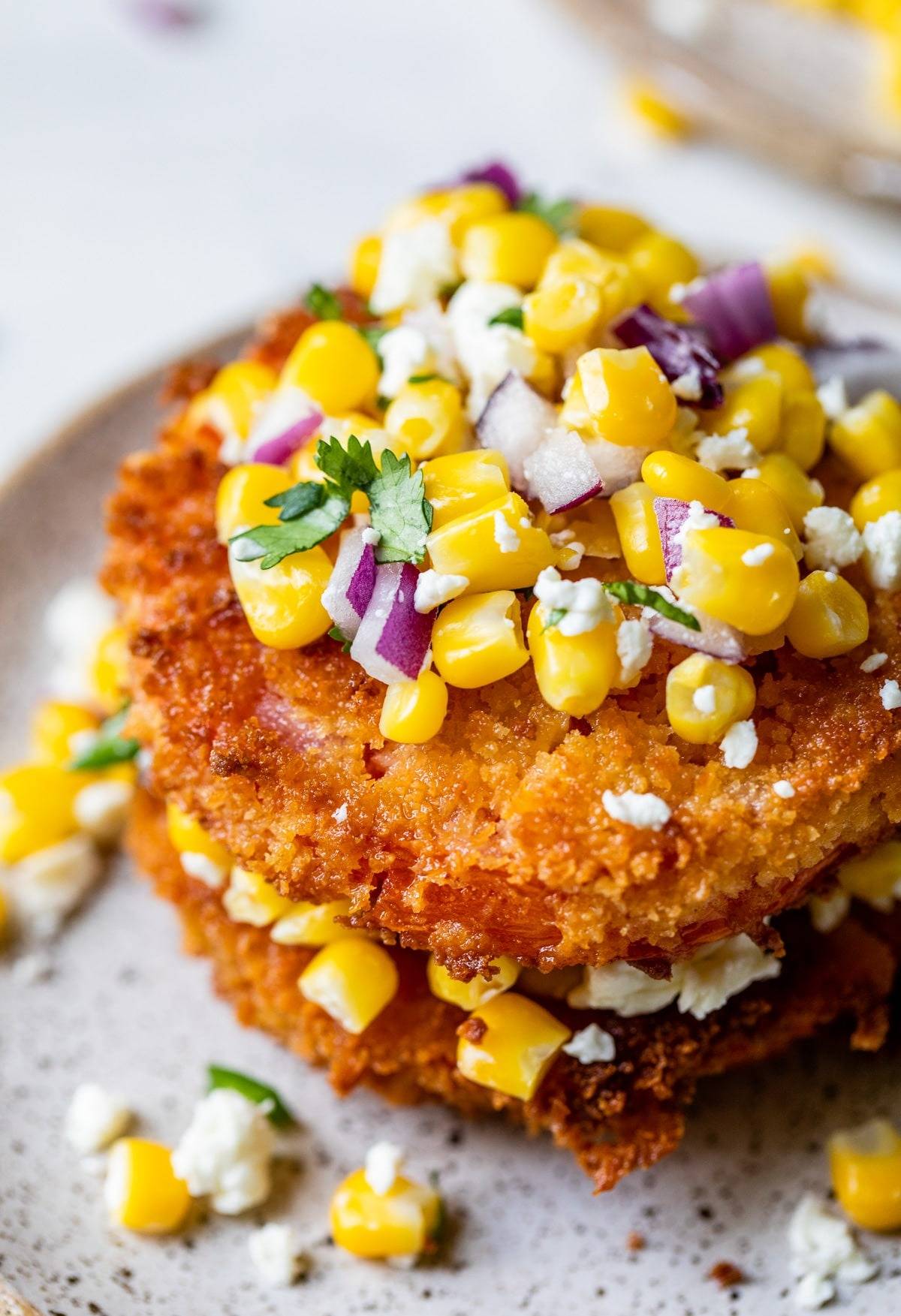 Fried Tomatoes with Corn Salsa