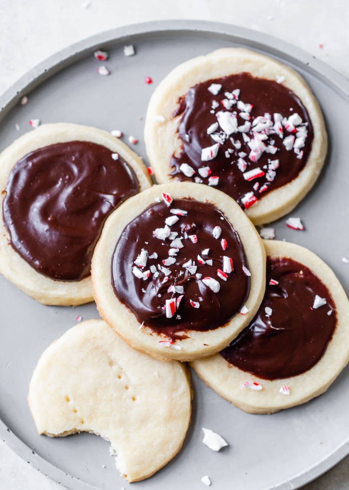 Chocolate Peppermint Shortbread Cookies