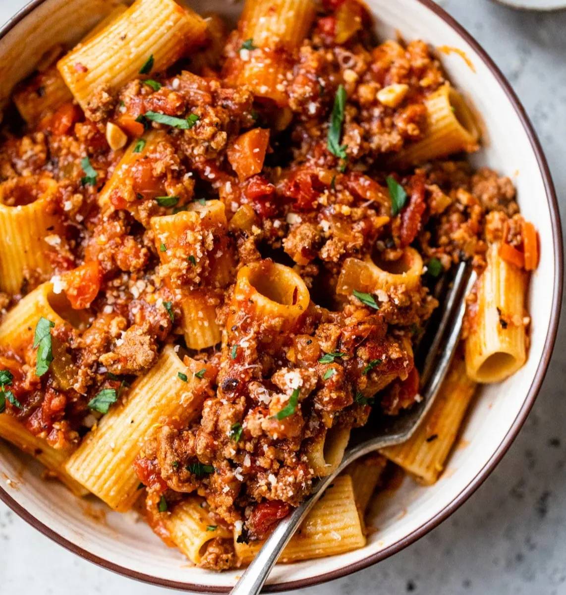 The Easiest Rigatoni Bolognese