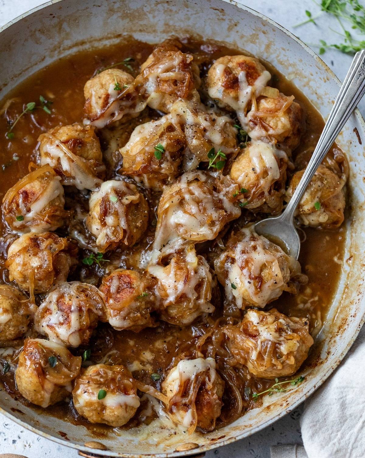 French Onion Chicken Meatballs