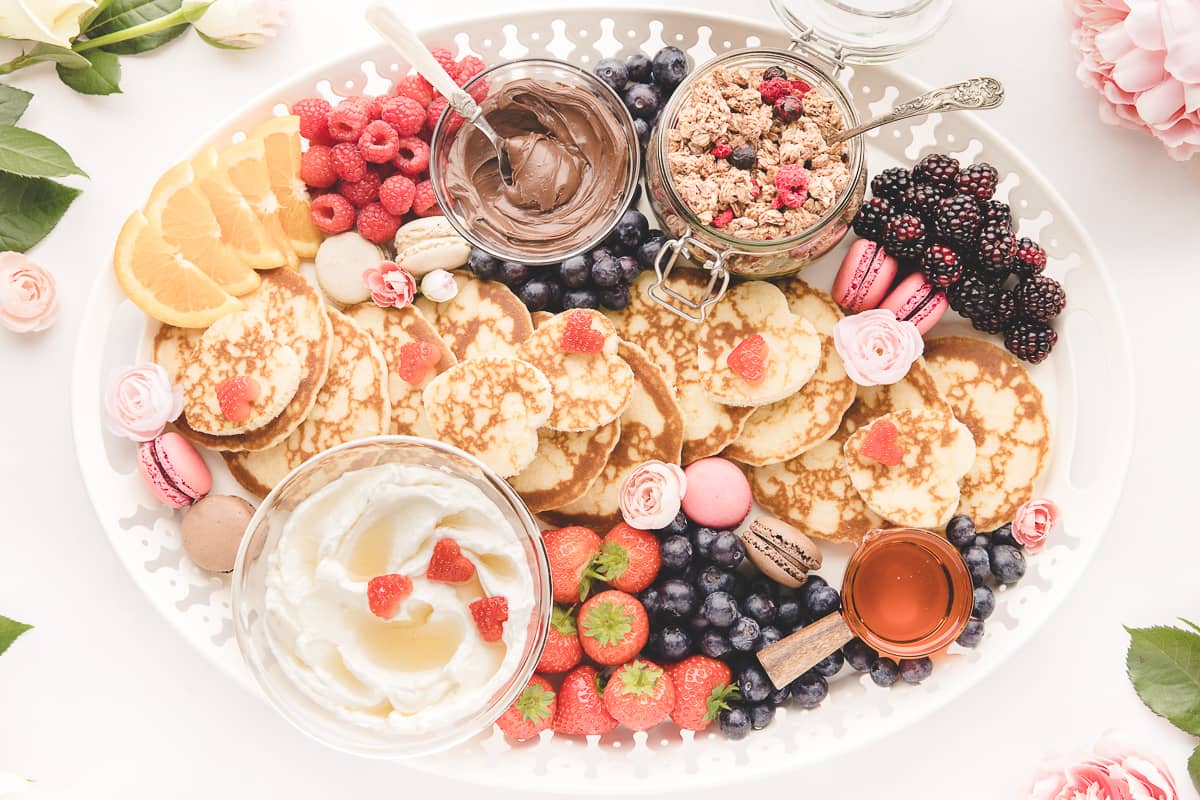 a valentine's day breakfast charcuterie board.