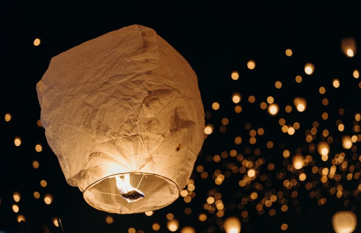 paper balloon with a candle burning inside, kerry hanna coaching for women in midlife