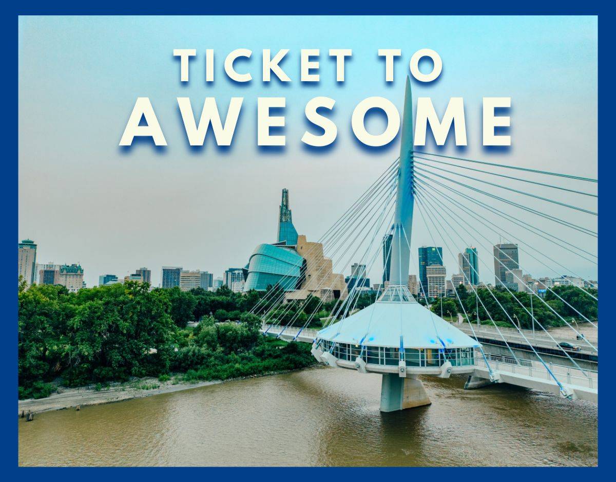 winnipeg the forks canadian museum for natural history and riel esplanade bridge with ticket to awesome overlay