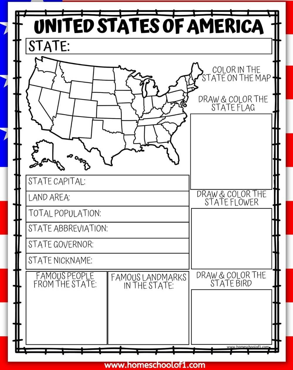 Get your free State facts printable here!