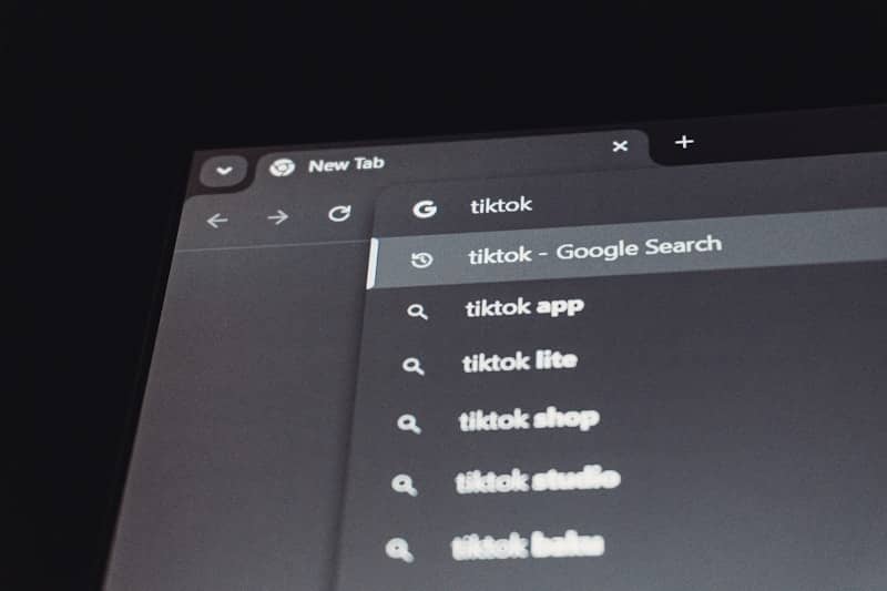 Google search bar showing tiktok related searches