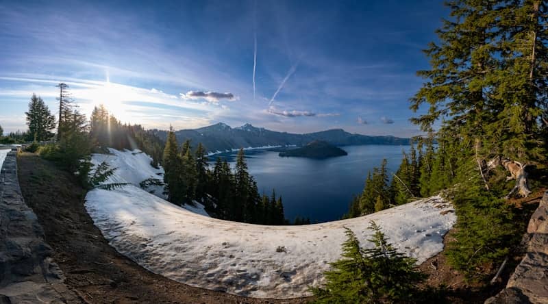 Scenic landscape view of a beautiful lake.