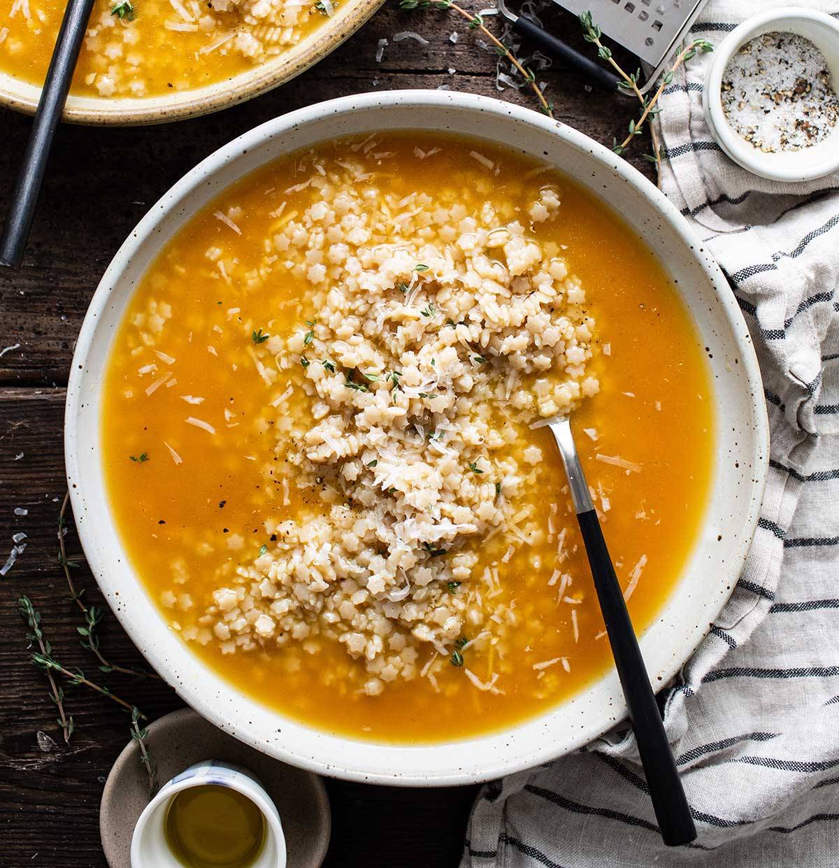 bowl of pastina soup