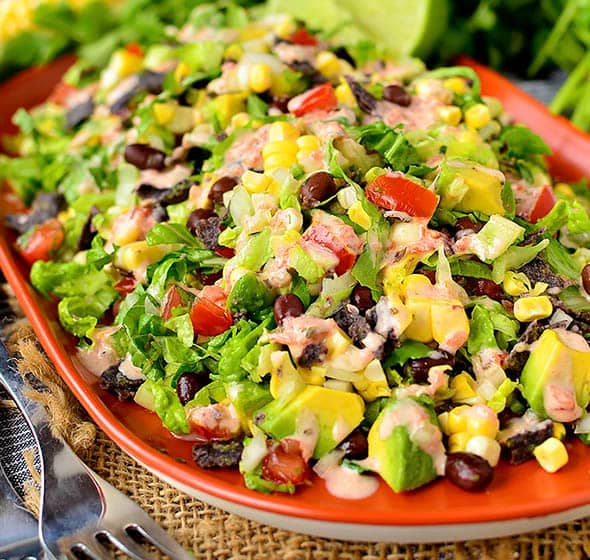 southwestern chopped salad on platter