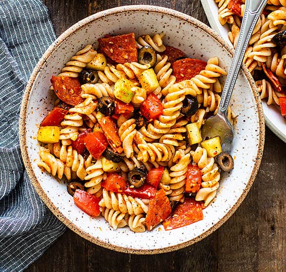 bowl of best pasta salad