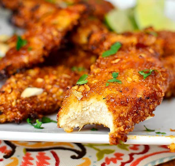 thai sticky chicken fingers on plate