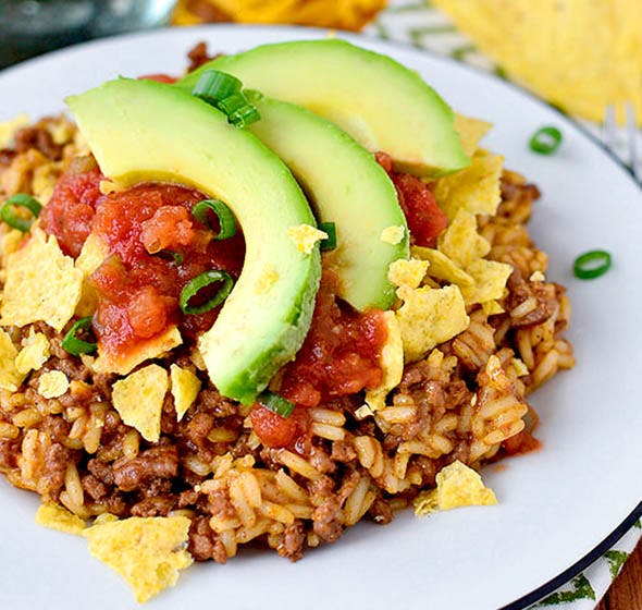 plate of homemade taco hamburger helper