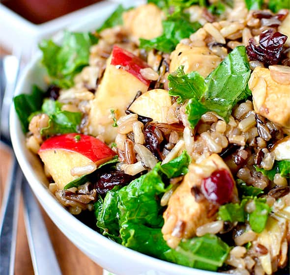 bowl of kale and wild rice bowls