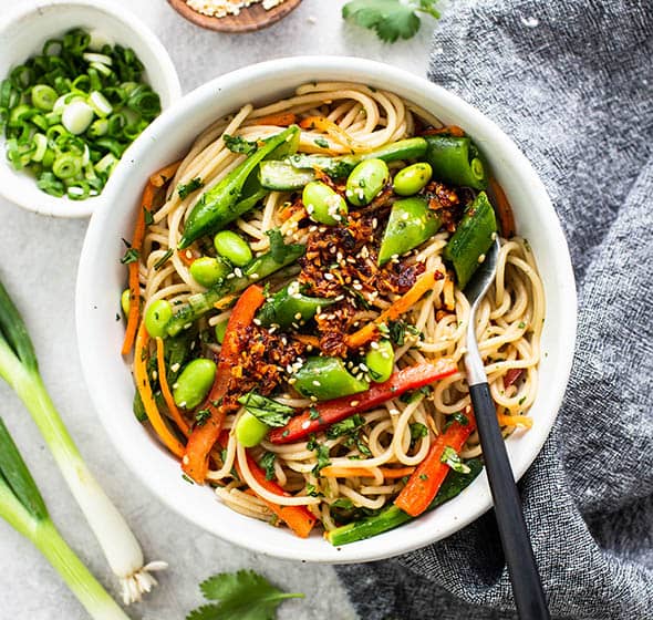 bowl of sesame noodle salad