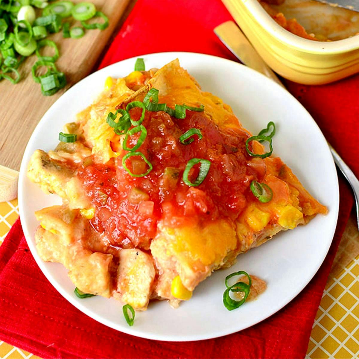 plate of lazy girl enchilada casserole