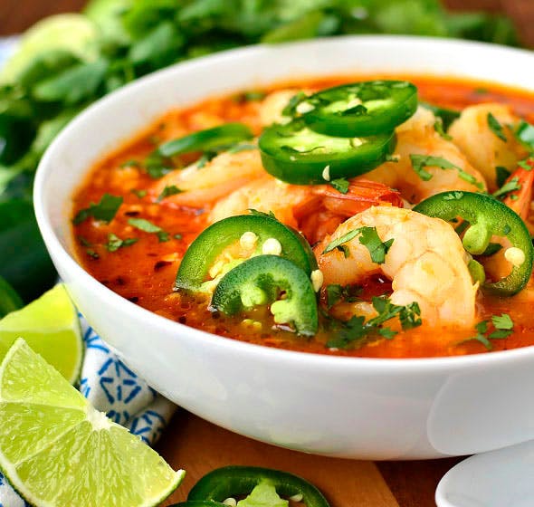 bowl of spicy shrimp soup