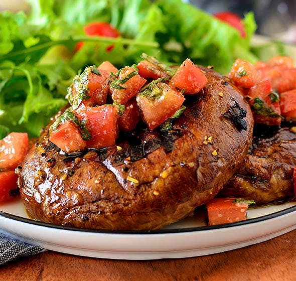 plate of grilled portabello mushrooms