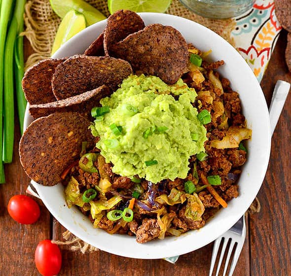 Overhead photo of Beef Taco Bowl