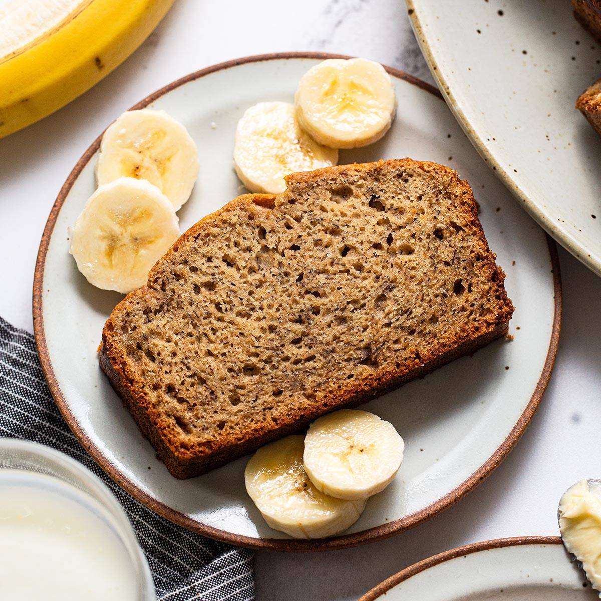gluten free banana bread on a plate