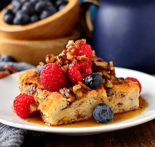 plate of gluten free french toast casserole