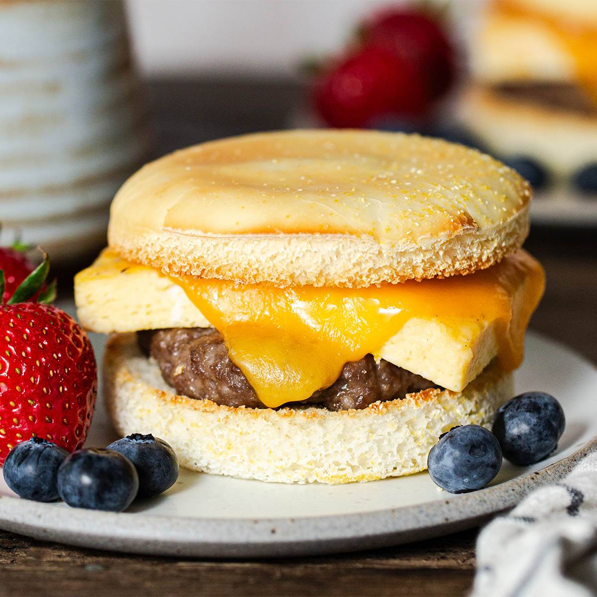 Gluten Free Breakfast Sandwich on a plate