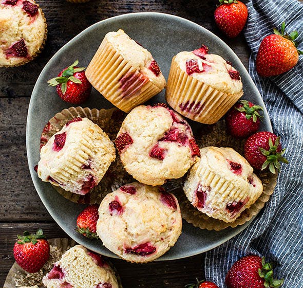 plate of strawberry muffins