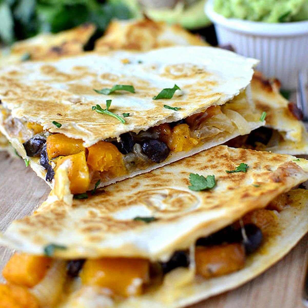 stack of Black Bean Butternut Squash Quesadillas