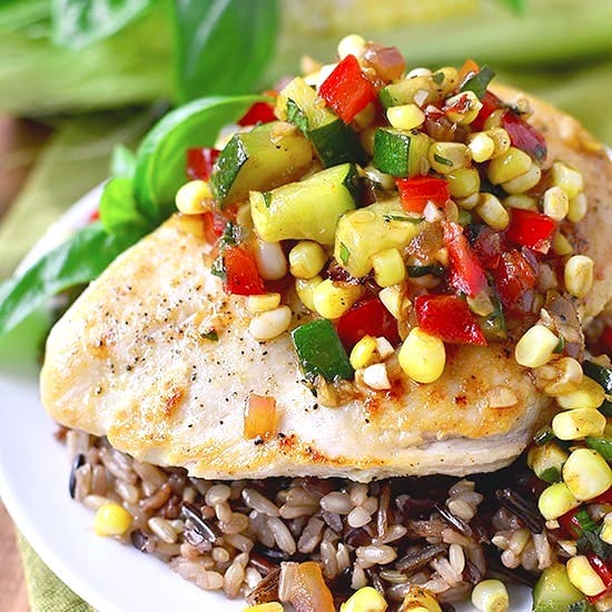 bowl of mediterranean orzo salad