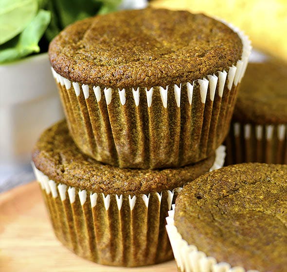 stack of green smoothie muffins