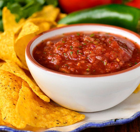 Bowl of restaurant style salsa