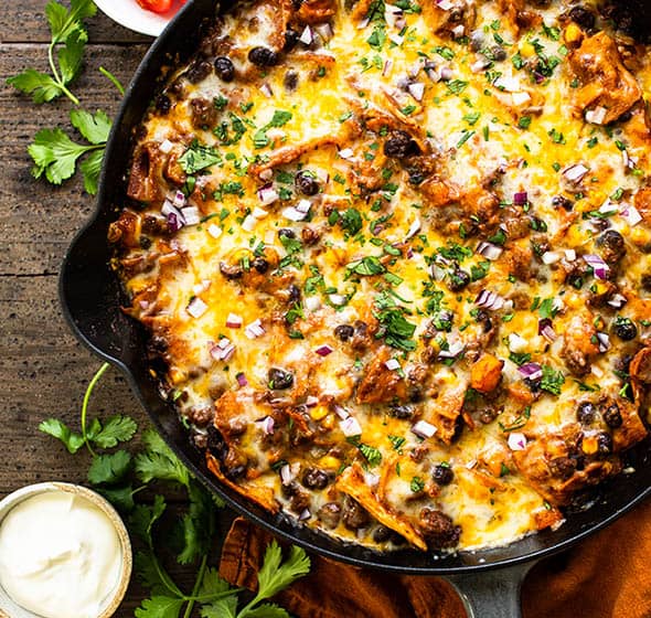 beef and veggie enchilada skillet
