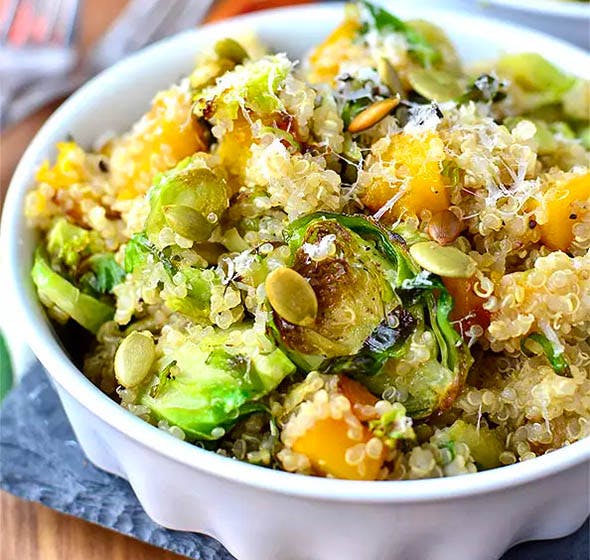 Bowl of quinoa and butternut squash