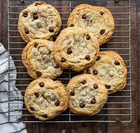 chocolate chip cookies on wire rack