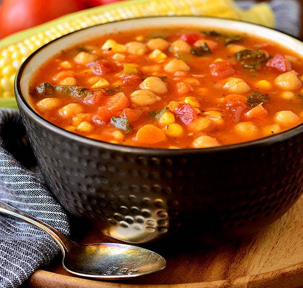 bowl of summer chickpea stew