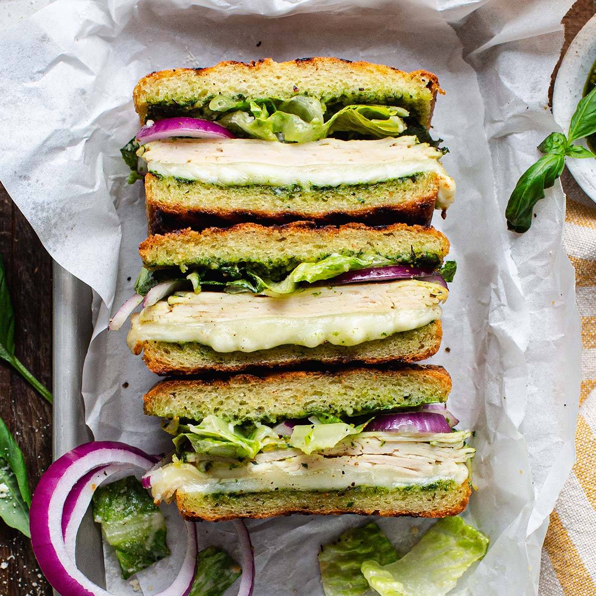 chicken caesar salad panini