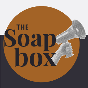 A graphic design featuring a large circle with various icons inside, including a pencil, light bulb, eye, speech bubble, smartphone, gear, and location pin. Some envelopes and other shapes are shown being launched from a cannon on the left. The color scheme includes muted pinks, browns, and greys. The bottom right corner has the text "BALLYHOO DESIGN" with a stylized "B" logo.