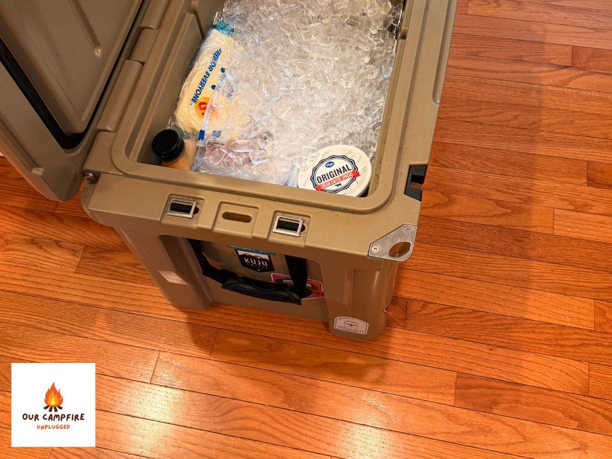cooler filled with ice after traveling ALL DAY!
