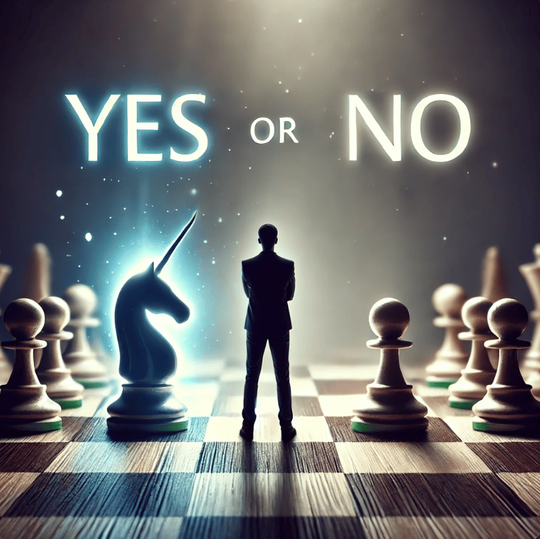 Yes or No above chess board