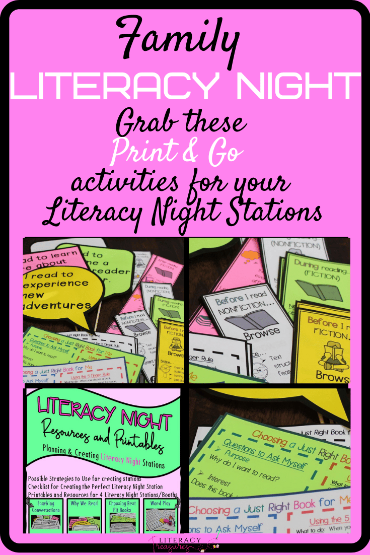 Family Literacy Night Resources with Print and Go Literacy Stations