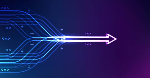 Image: Abstract arrow moving in the right-hand direction. Credit: iStock