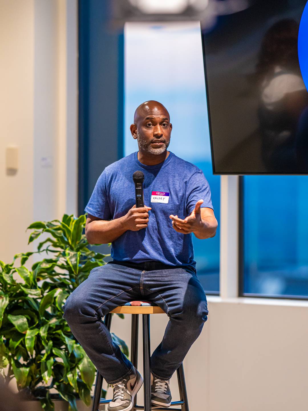 Kelsey Hightower speaking at a joint meetup in Atlanta