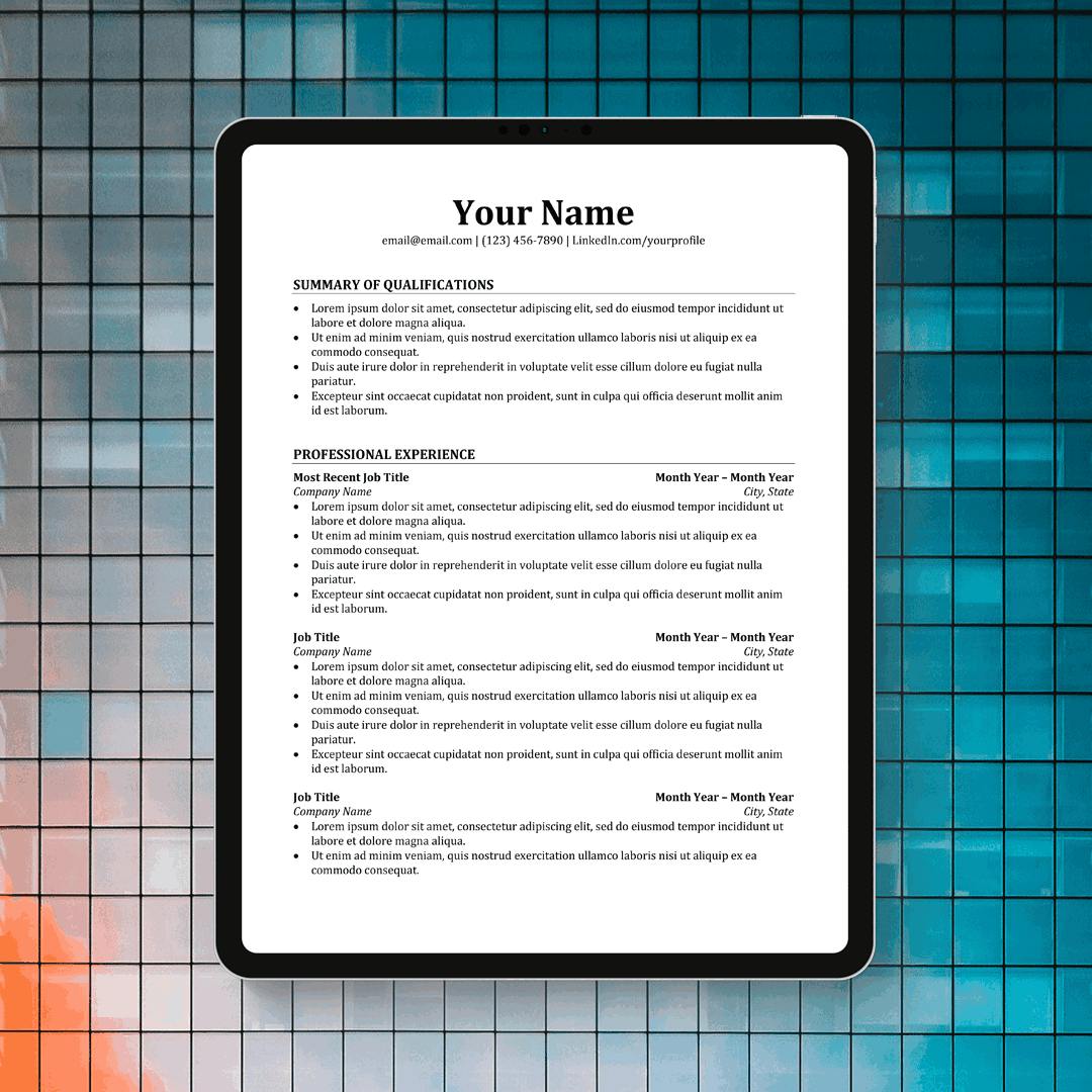 Résumé Template Applicant Tracking System Friendly