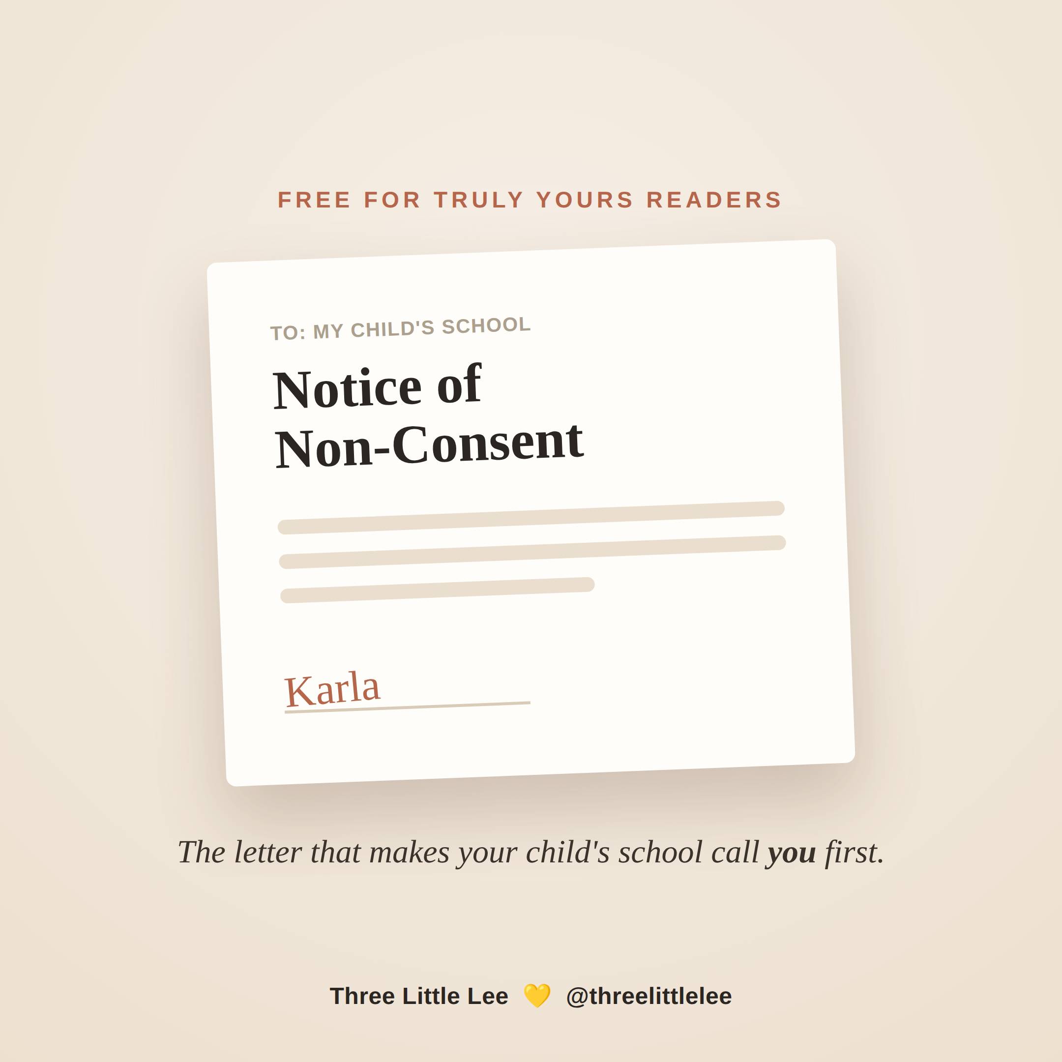Notice of Non Consent for parents 