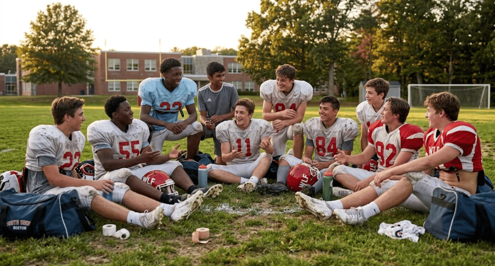 teenage boys after football practice