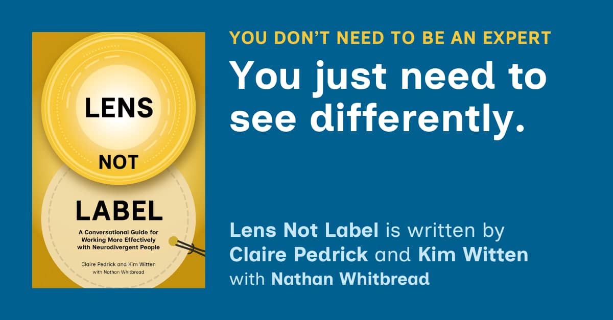 Cover of Lens Not Label with text about seeing differently.