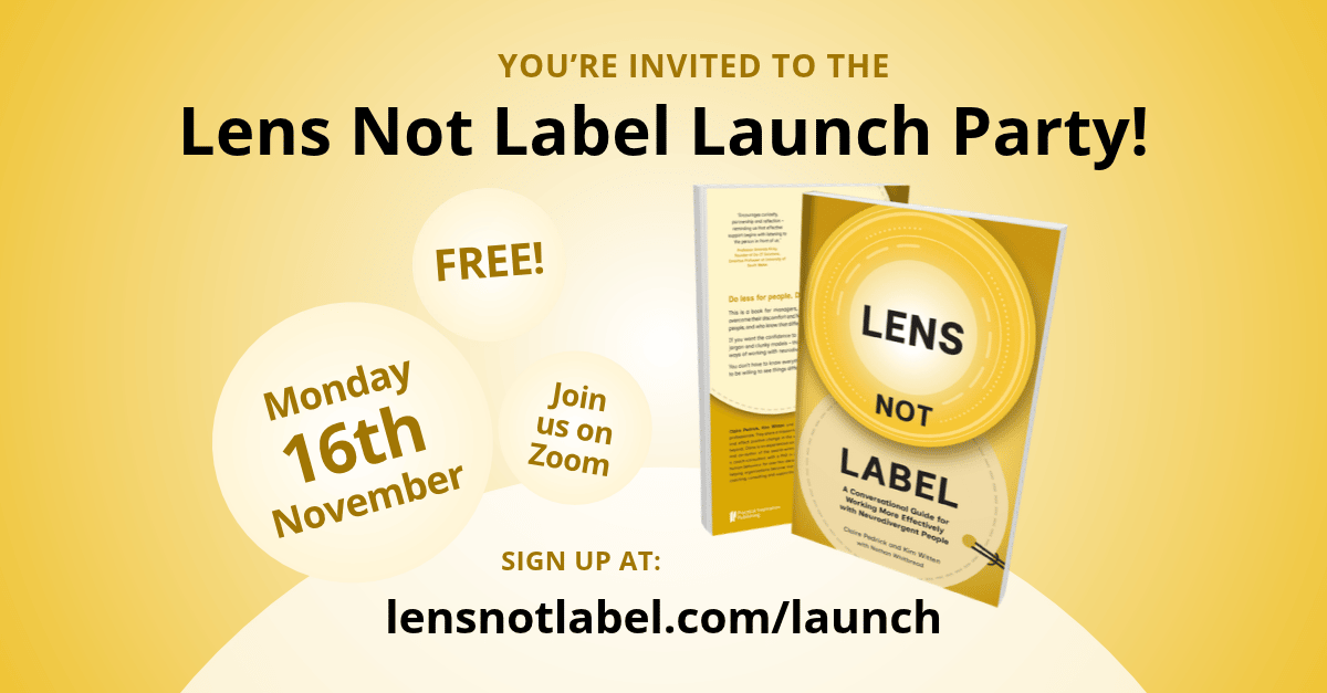 Lens Not Label Launch party banner with date and link to sign up at lensnotlabel.com/launch