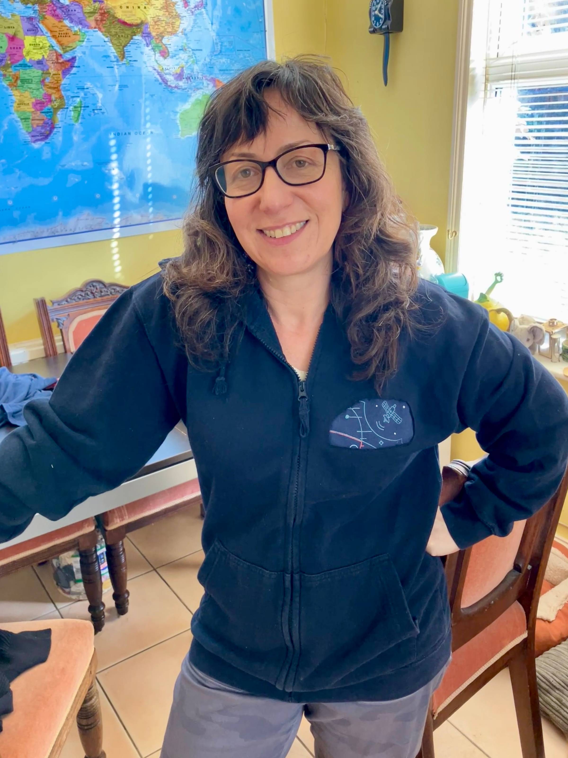 Front of hoodie, logo replaced with an old t-shirt